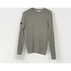 Peter Millar 100% Cashmere Cable Knit Crewneck Sweater‎ Men's M Gray Golf Luxury